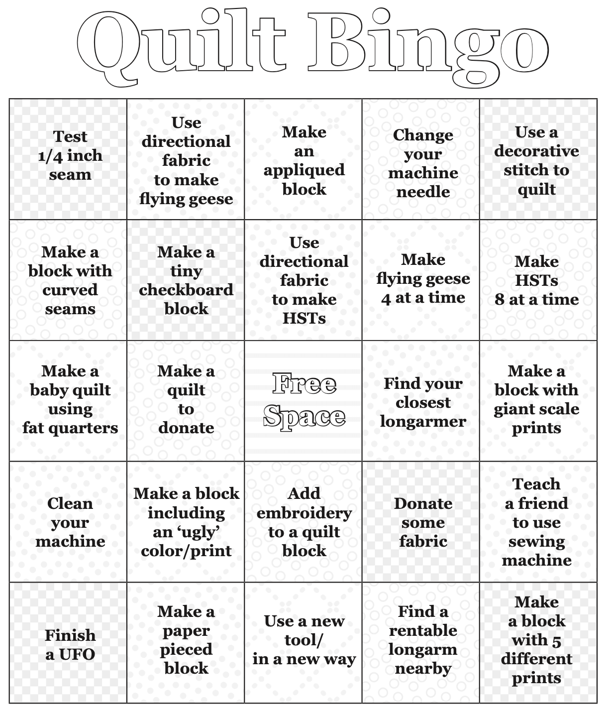 Quilt Bingo • Pretty Simple Sara